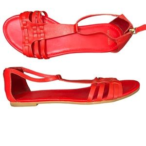 Cole Haan 9 Caddy Fiery Red Sandal Leather Back Zip